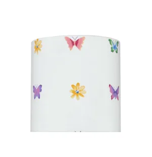 # 31062 Transitional Drum (Cylinder) Shaped Spider Construction Lamp Shade in White with Butterfly & Flowers, 8" wide (8" x 8" x 8")