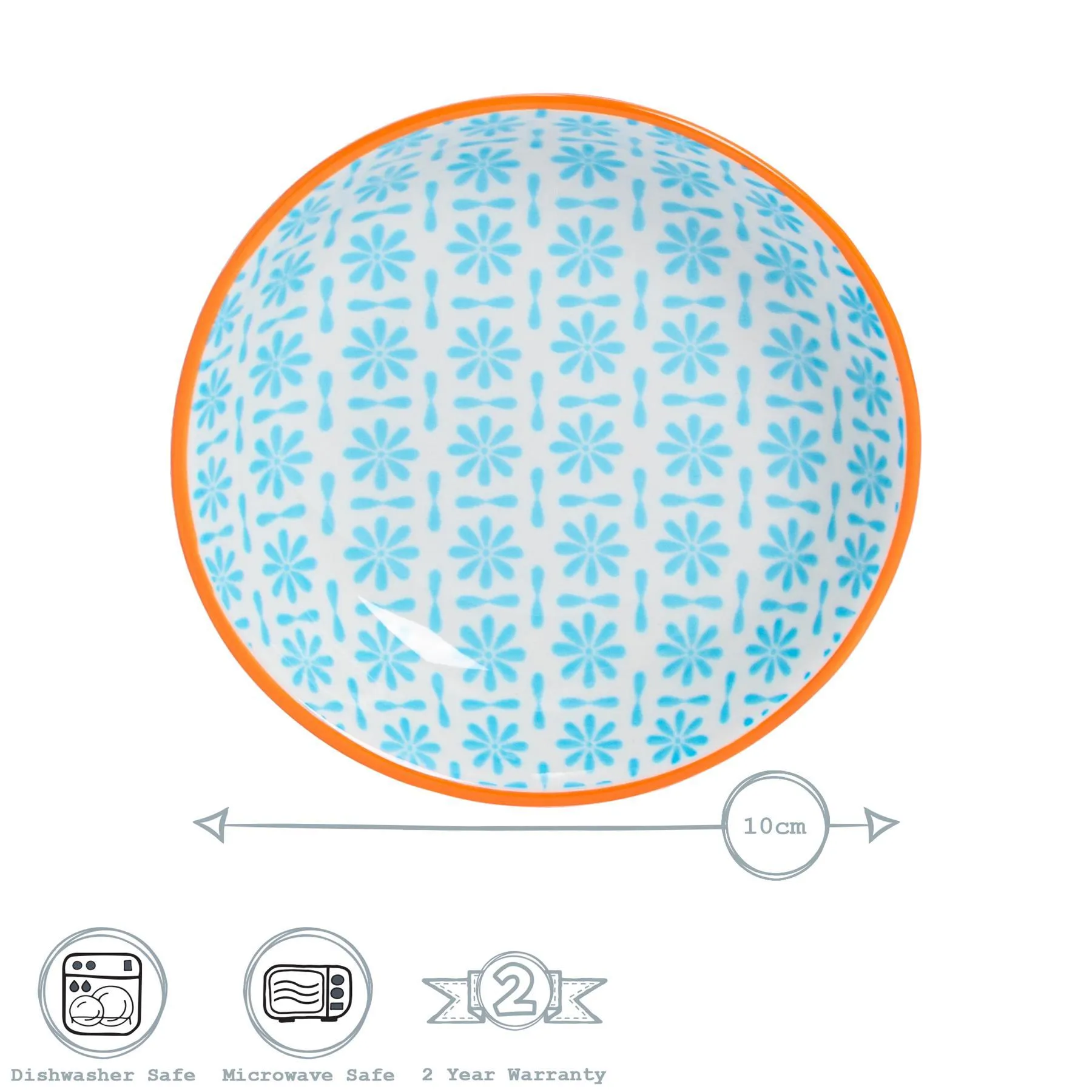 10cm Hand Printed Stoneware Sauce Dish - By Nicola Spring