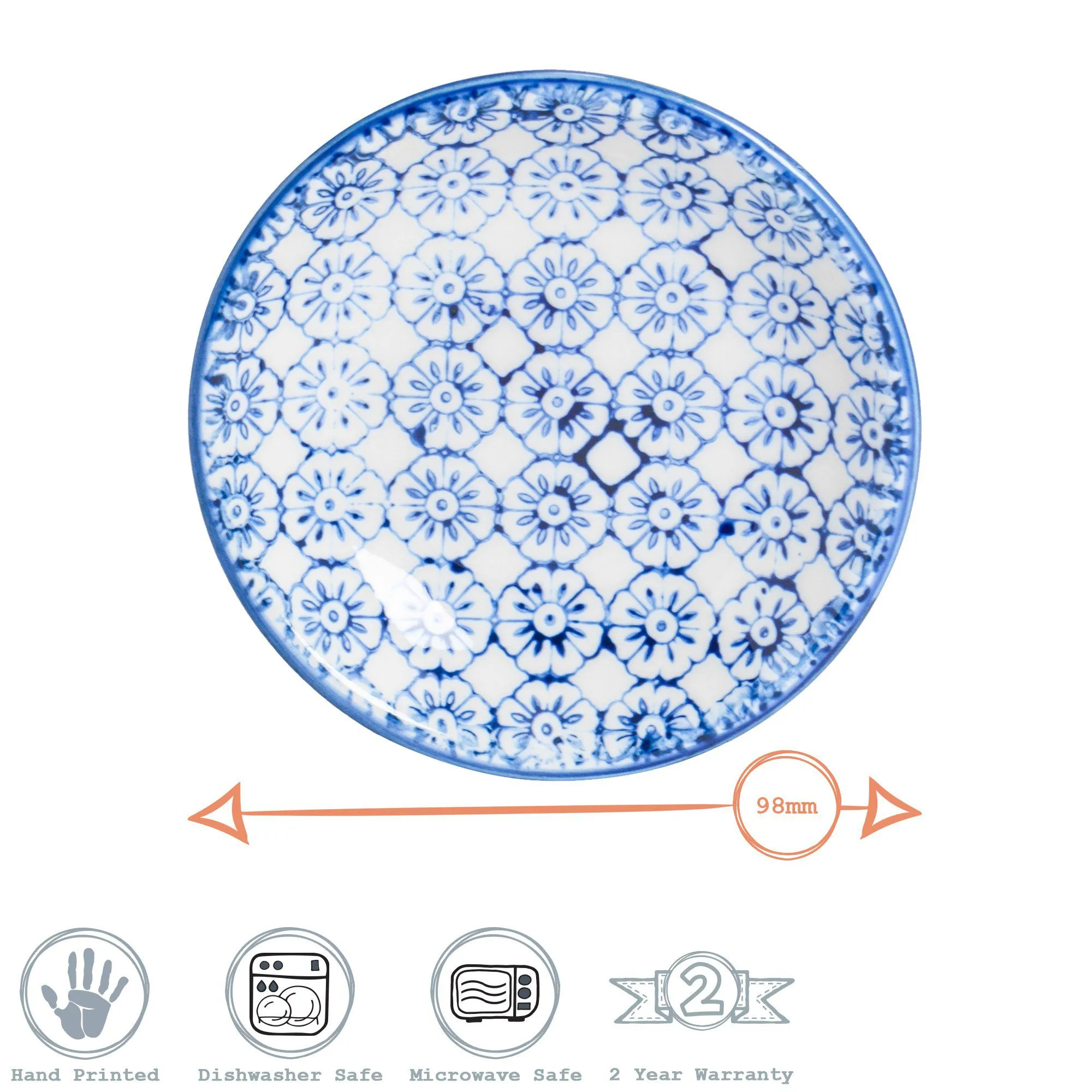 10cm Hand Printed Stoneware Sauce Dish - By Nicola Spring