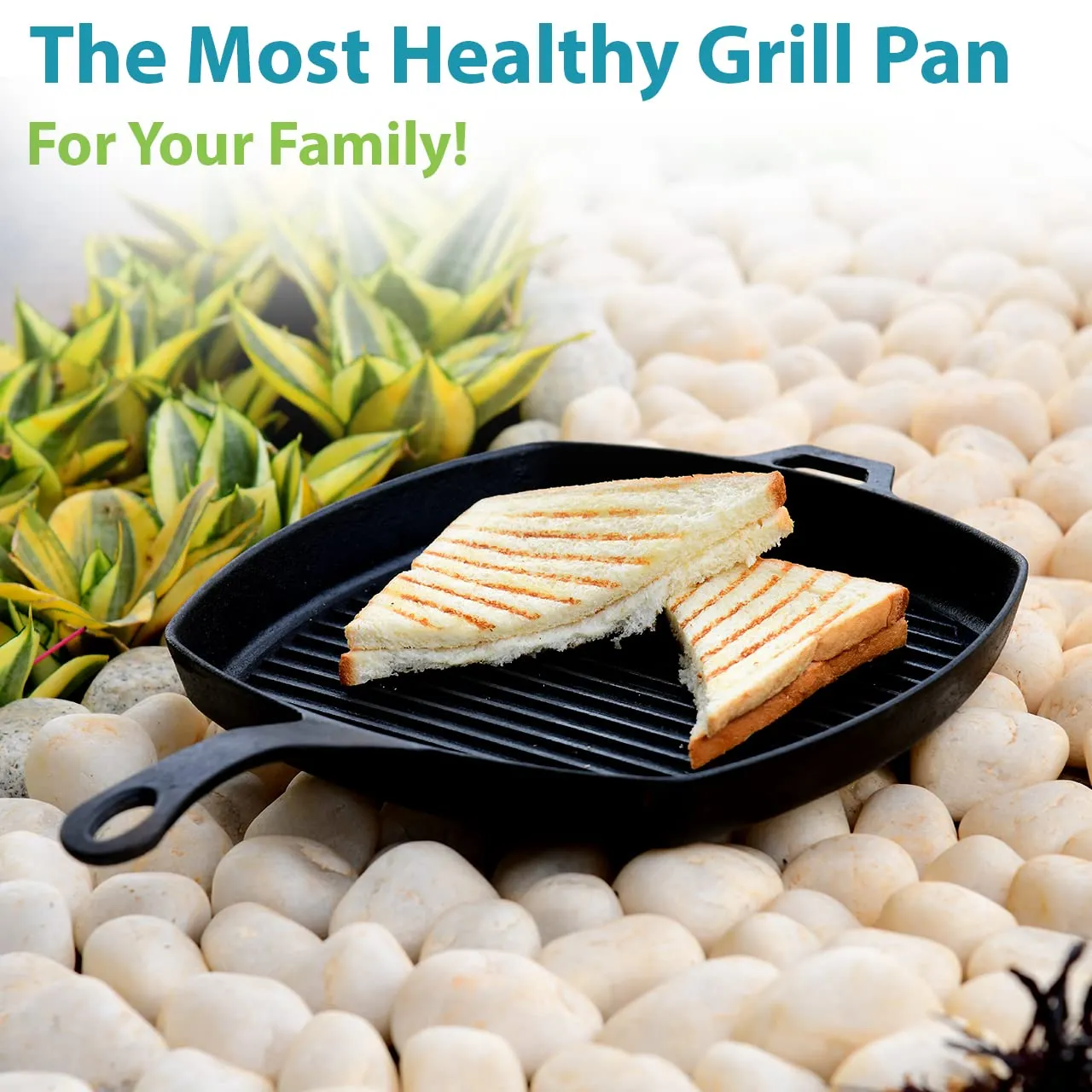 10" Grill Pan Made of Cast Iron | Pre-Seasoned And Ready to Use | OTG Friendly