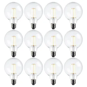 12 x E27 Warm White LED Filament Globe Light Bulb Dimmable 7W