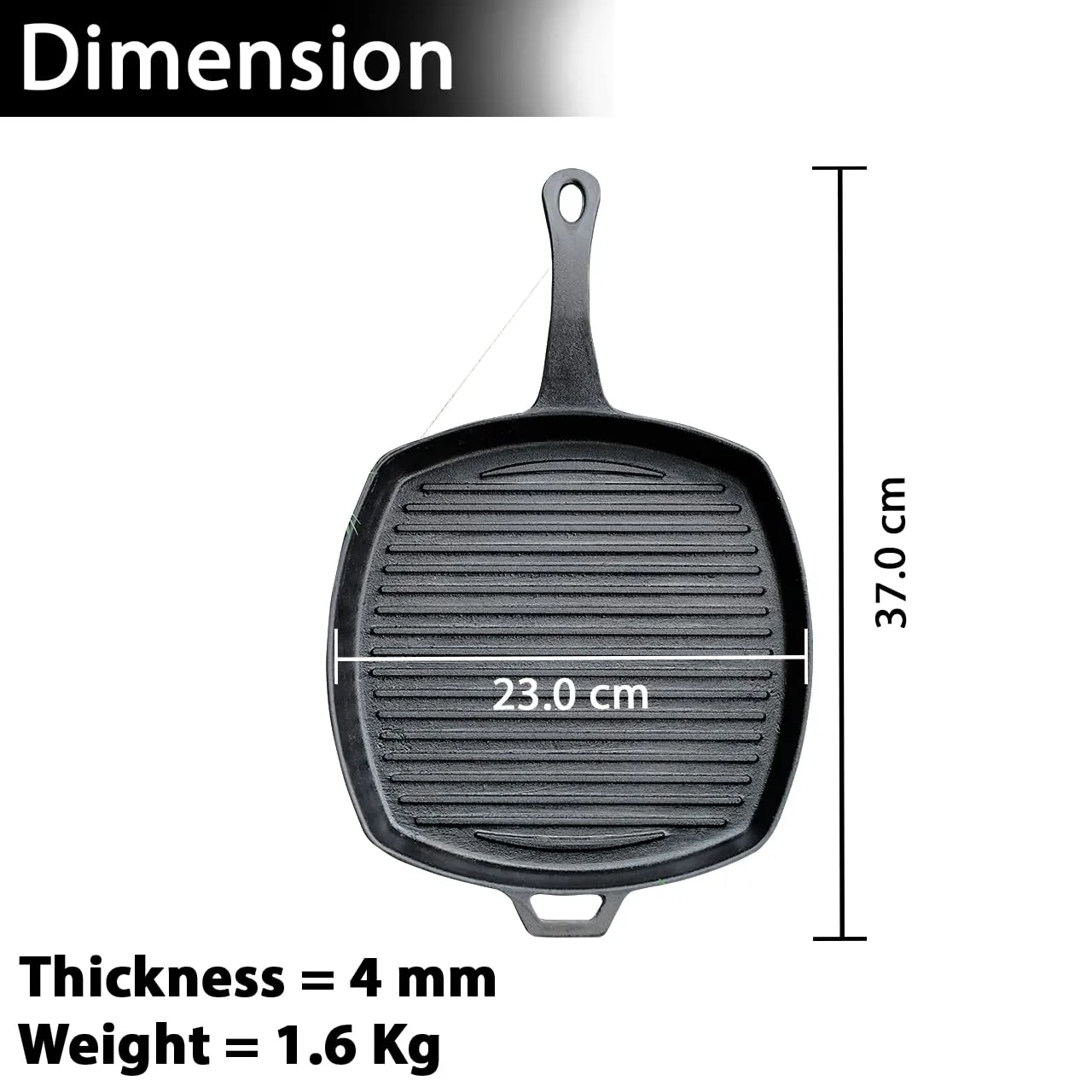 8" Grill Pan | Pre-Seasoned with Oil | Cast Iron | Makes Dishes Tasty & Healthier