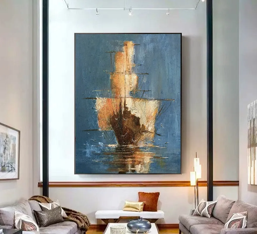 Affordable Large Wall Art Sailing Oil Painting by Hand Gp031