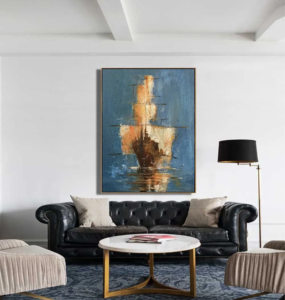 Affordable Large Wall Art Sailing Oil Painting by Hand Gp031