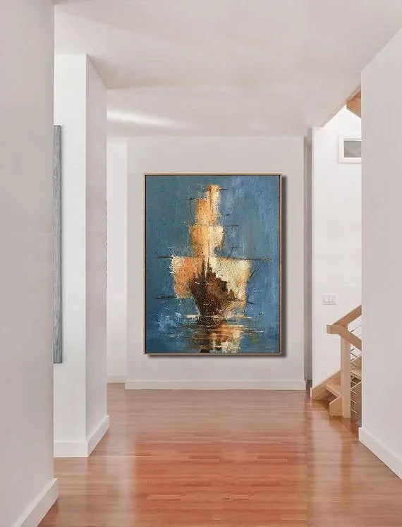 Affordable Large Wall Art Sailing Oil Painting by Hand Gp031