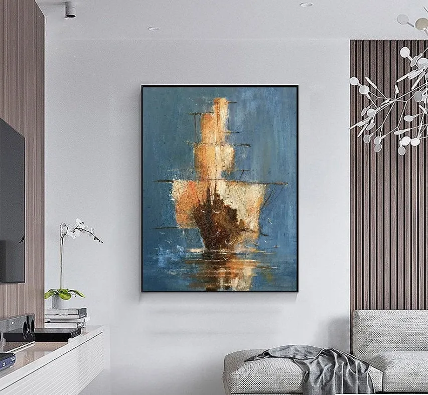 Affordable Large Wall Art Sailing Oil Painting by Hand Gp031