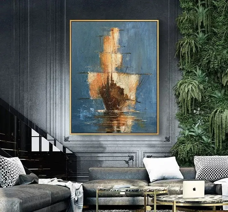 Affordable Large Wall Art Sailing Oil Painting by Hand Gp031
