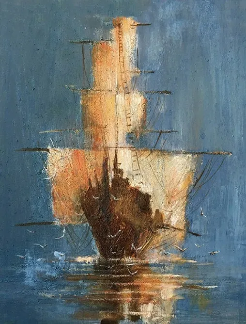 Affordable Large Wall Art Sailing Oil Painting by Hand Gp031