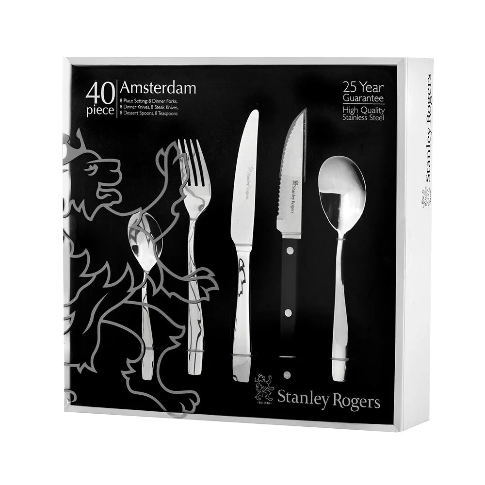 Amsterdam 40 Piece Set with Steak Knives