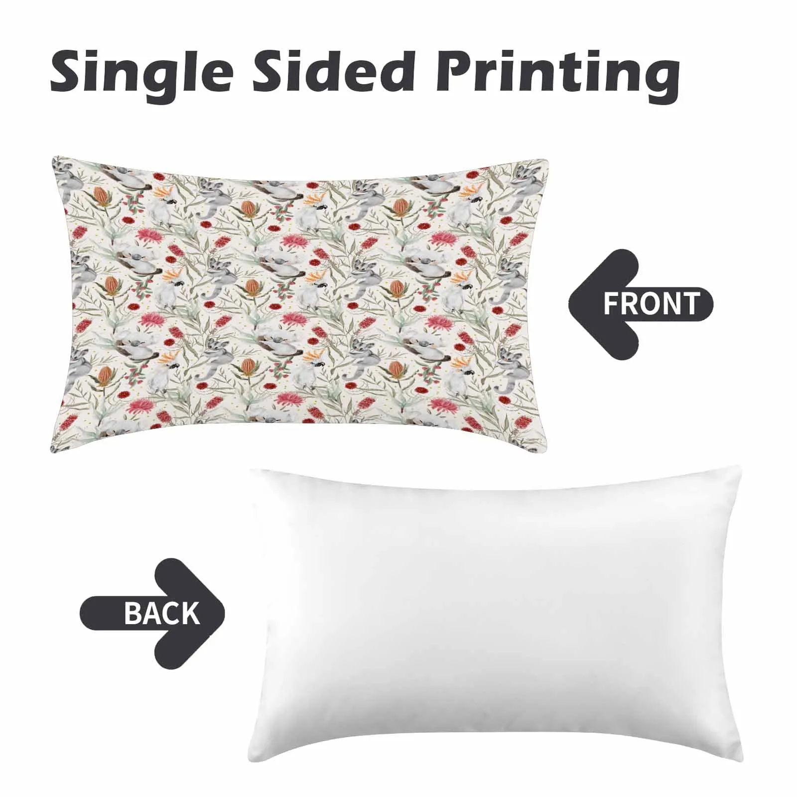 Australian Animals, Koala Cockatoo and Sugar Glider  Peach Skin Pillowcase 20"x12" (One Side Printing)(2 Pack)