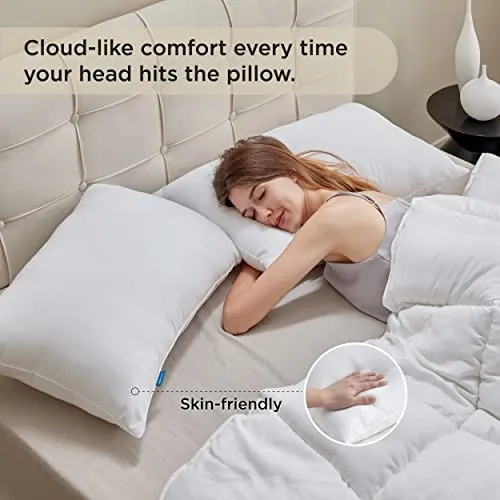 Bedsure Pillows Queen Size Set of 2 - Queen Pillows 2 Pack Down Alternative Hotel Quality Bed Pillows for Sleeping Soft and Supportive Pillows for Side and Back Sleepers