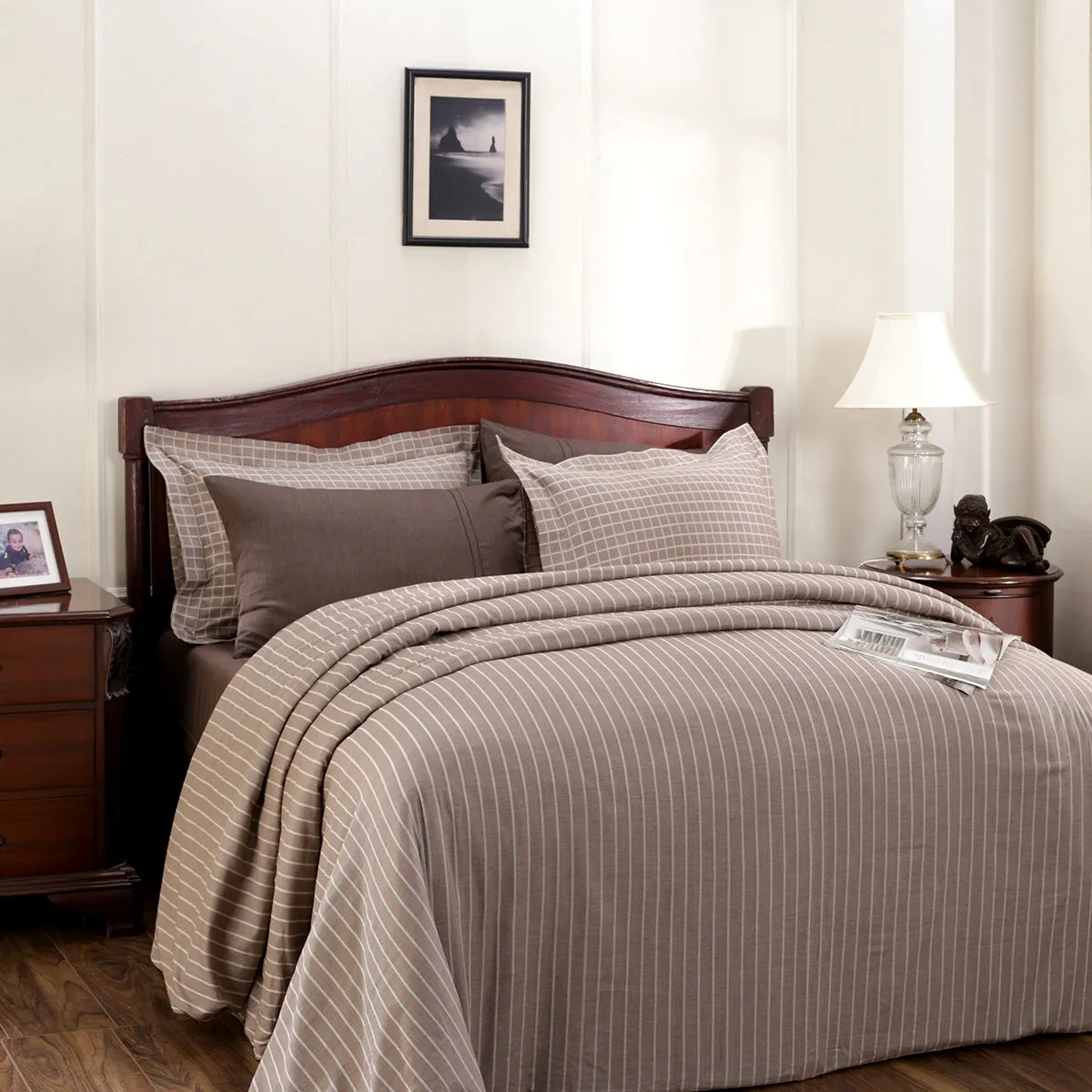 Bliss Reversible Made With Egyptian Cotton Ultra Soft Brown Duvet Cover With Pillow Case