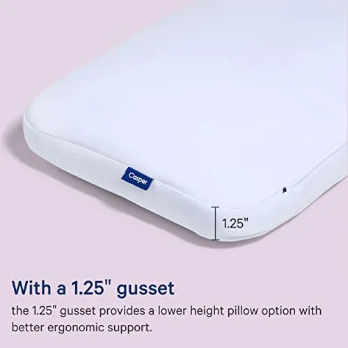 Casper Sleep Low Profile Foam Pillow for Sleeping, Standard, White