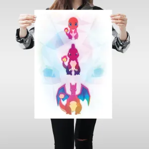 Charmander Evolution Pokemon Go Print Anime Manga Wall Art A2 Size gift idea