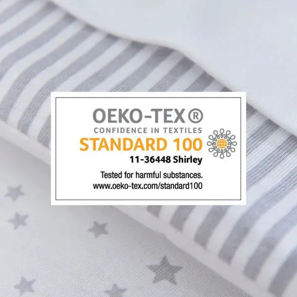 Clair-de-lune Grey/White Stars & Stripes 2 Pack Fitted Pram/Crib Sheets - 90 x 40 cm