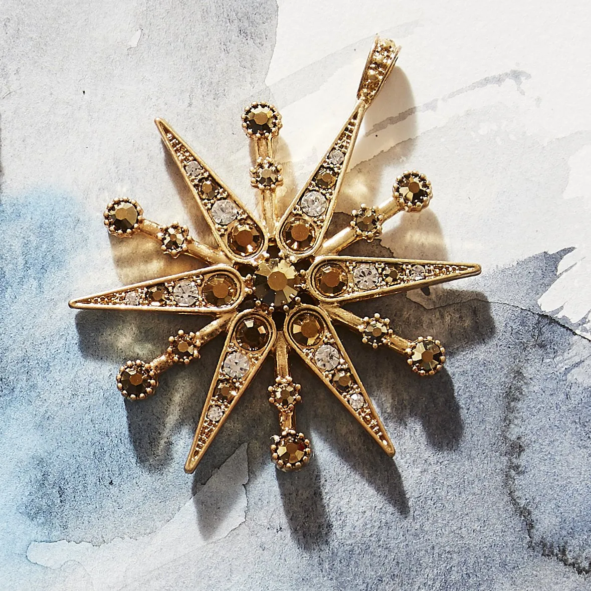 Deco Snowflake Hanging Ornament, Gold