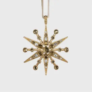Deco Snowflake Hanging Ornament, Gold
