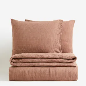 Double bedding set H&M Home Muslin King, light brown