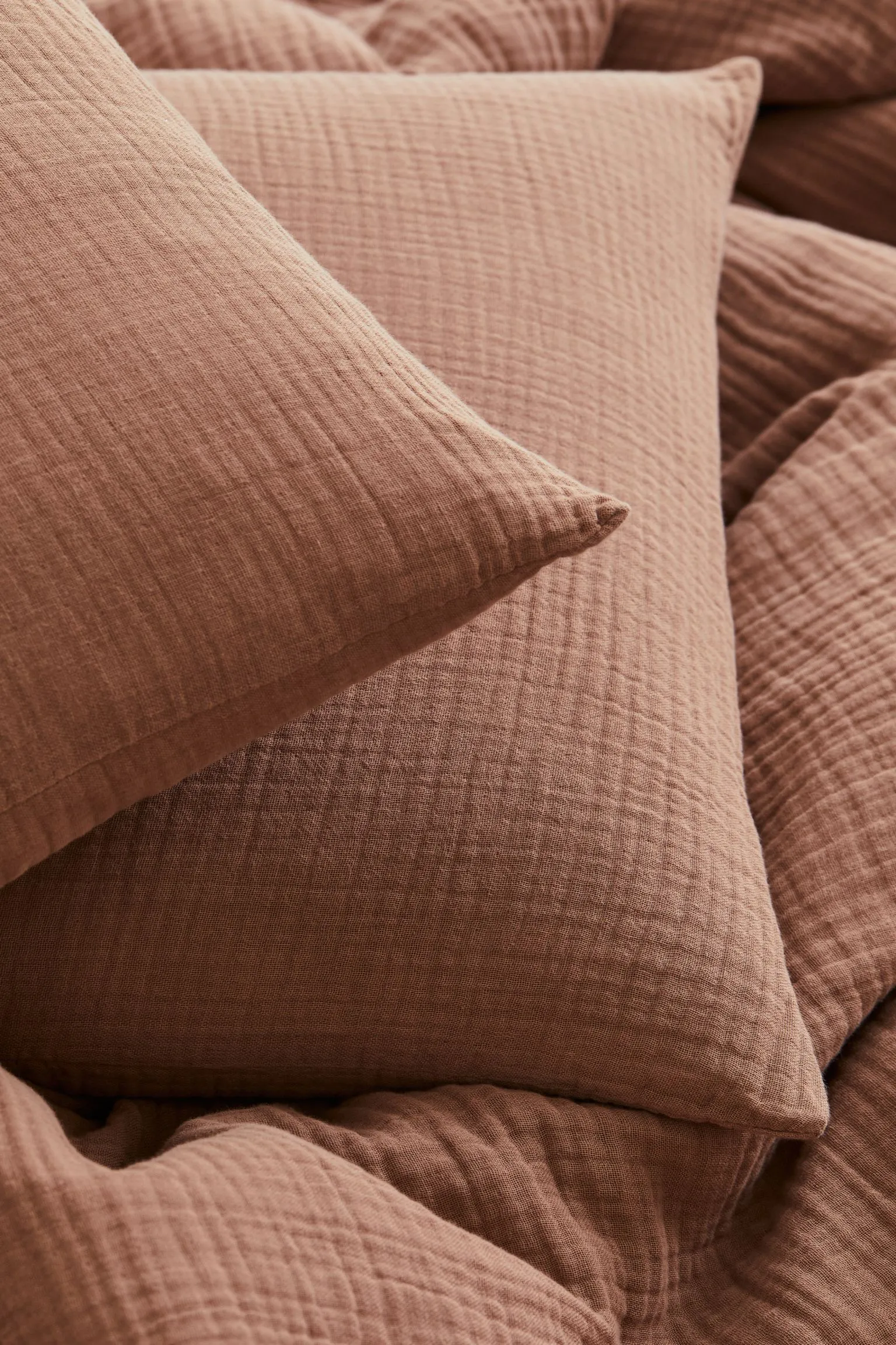 Double bedding set H&M Home Muslin King, light brown