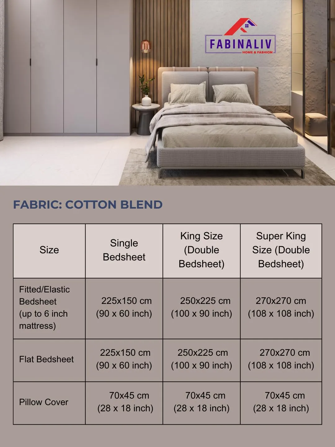 FABINALIV Multicolor Ethnic 300 TC Cotton Blend King Size Double Bedsheet with 2 Pillow Covers (FLBS-1297-Multi)