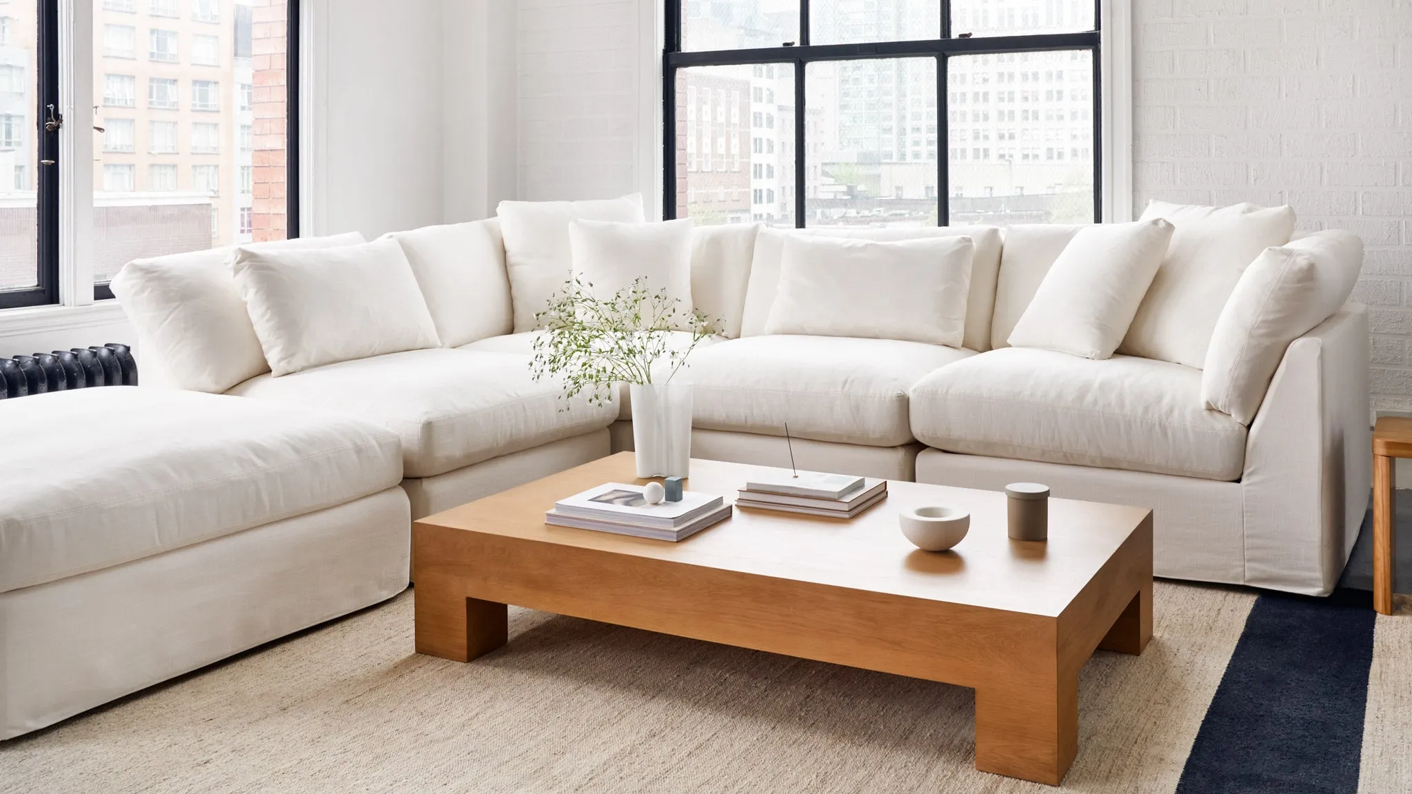 Get Together™ 2-Piece Modular Sofa, Large, Cream Linen