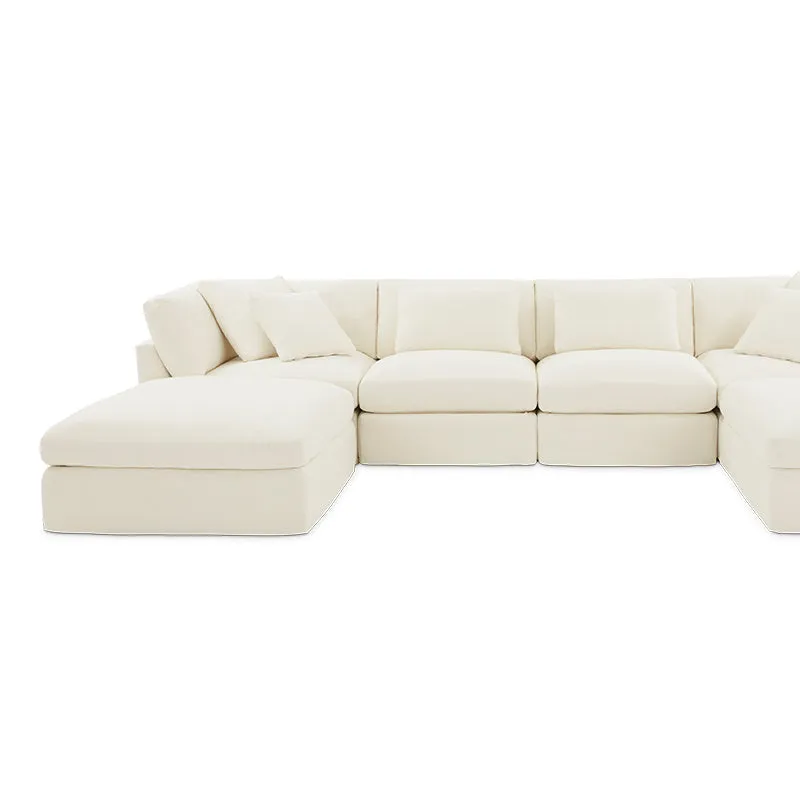 Get Together™ 6-Piece Modular U-Shaped Sectional, Large, Cream Linen