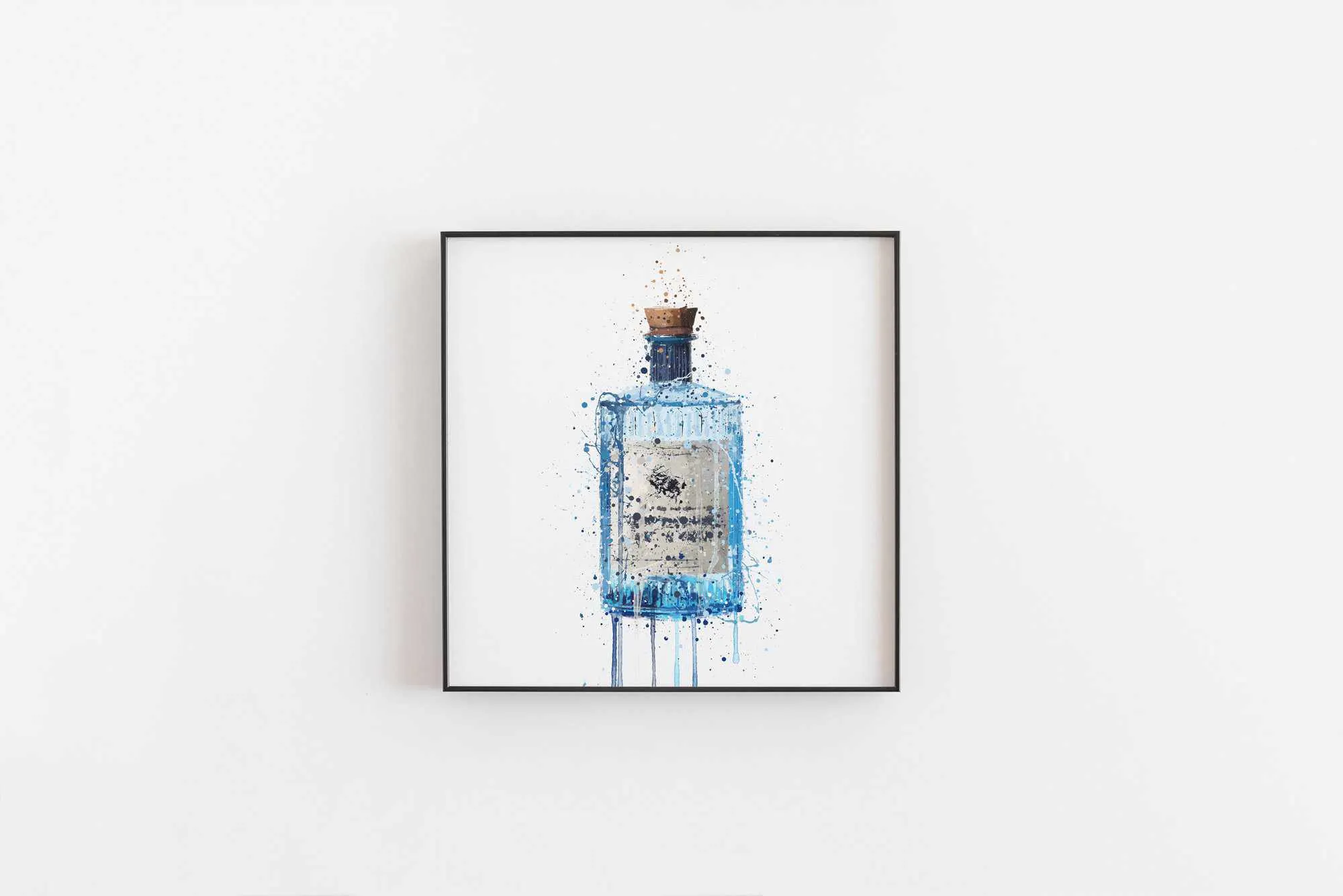Gin Bottle Wall Art Print 'Blue Barrel'