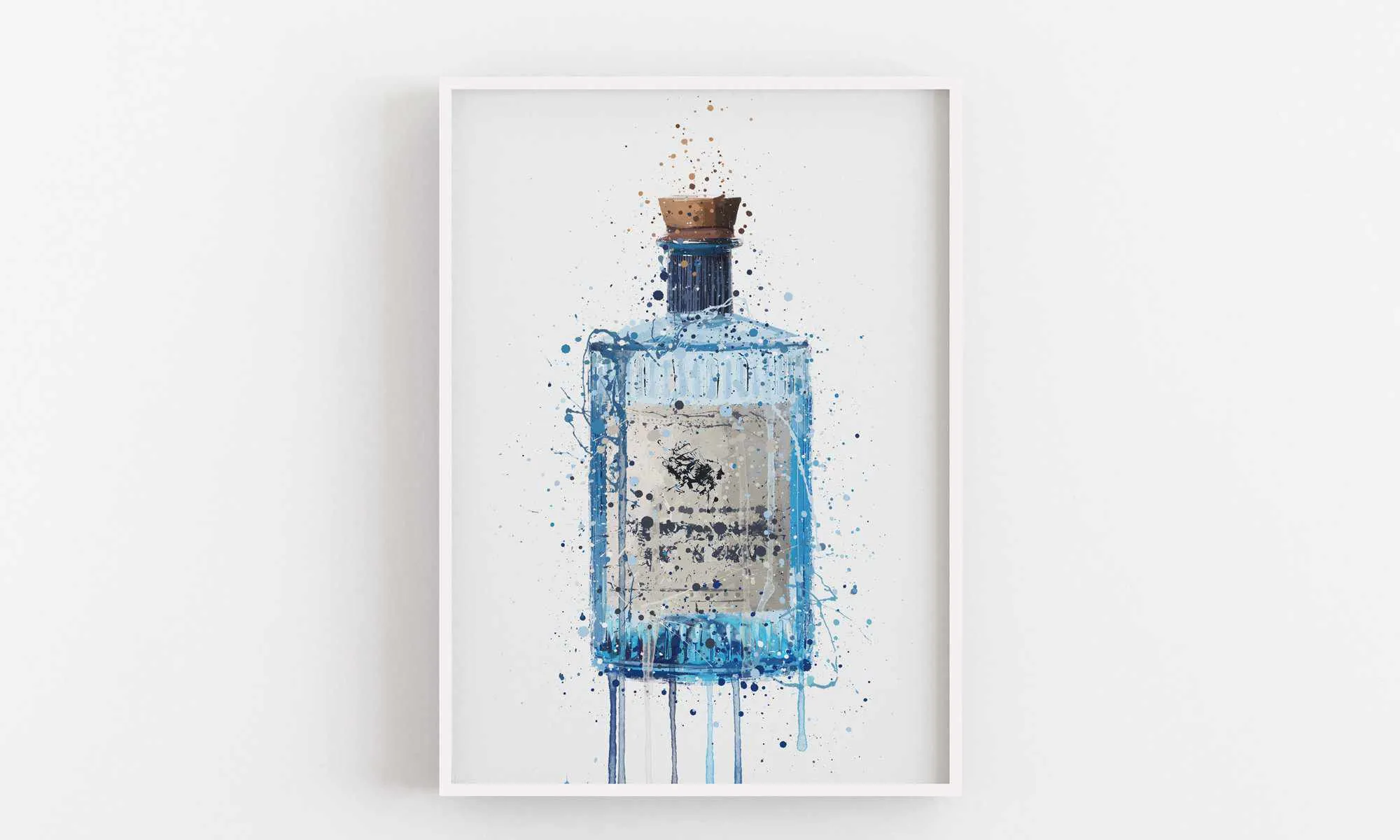 Gin Bottle Wall Art Print 'Blue Barrel'