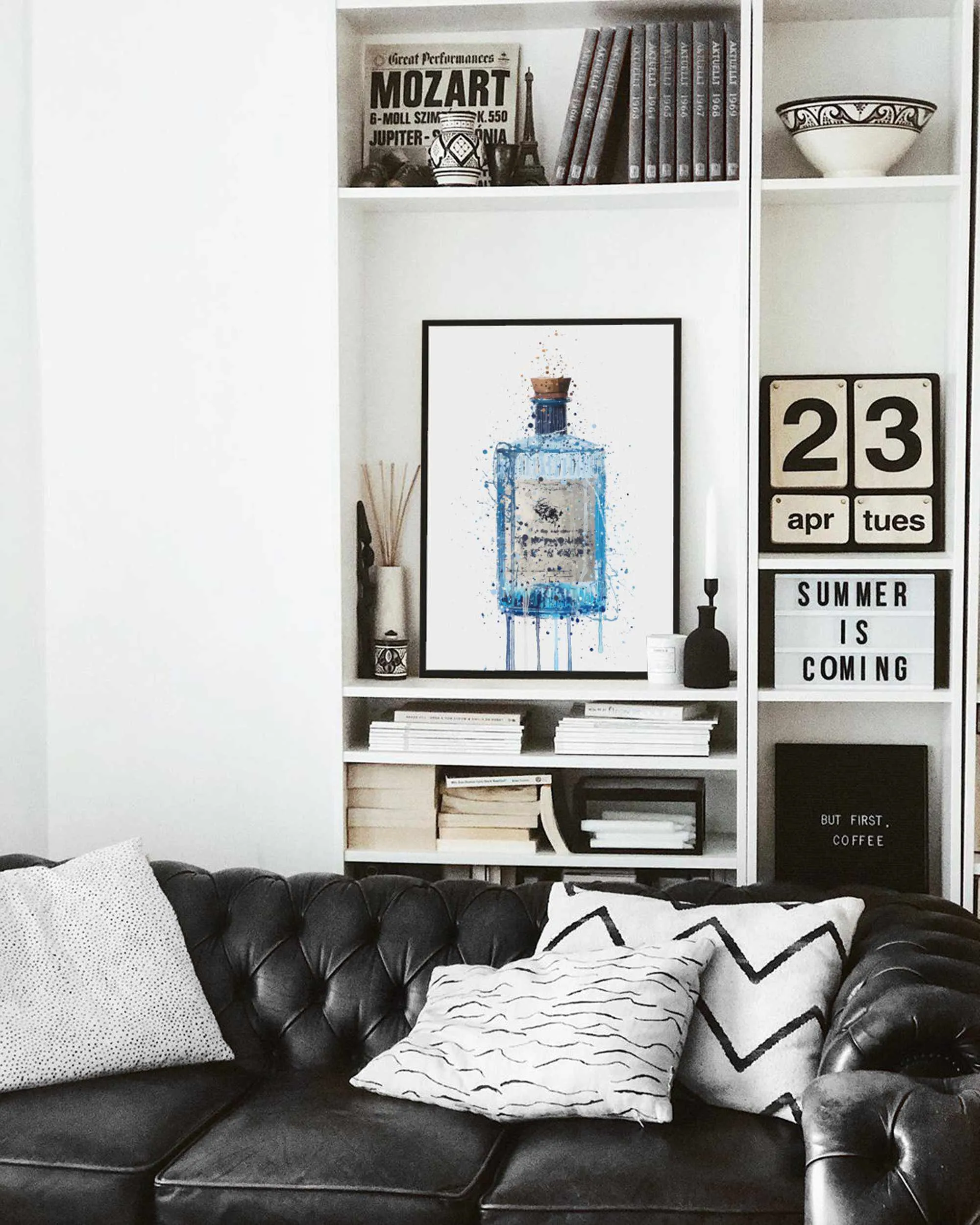 Gin Bottle Wall Art Print 'Blue Barrel'