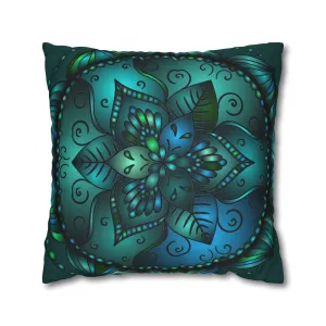 Hand-drawn Mandala Art Pillowcase - Petroleum Green