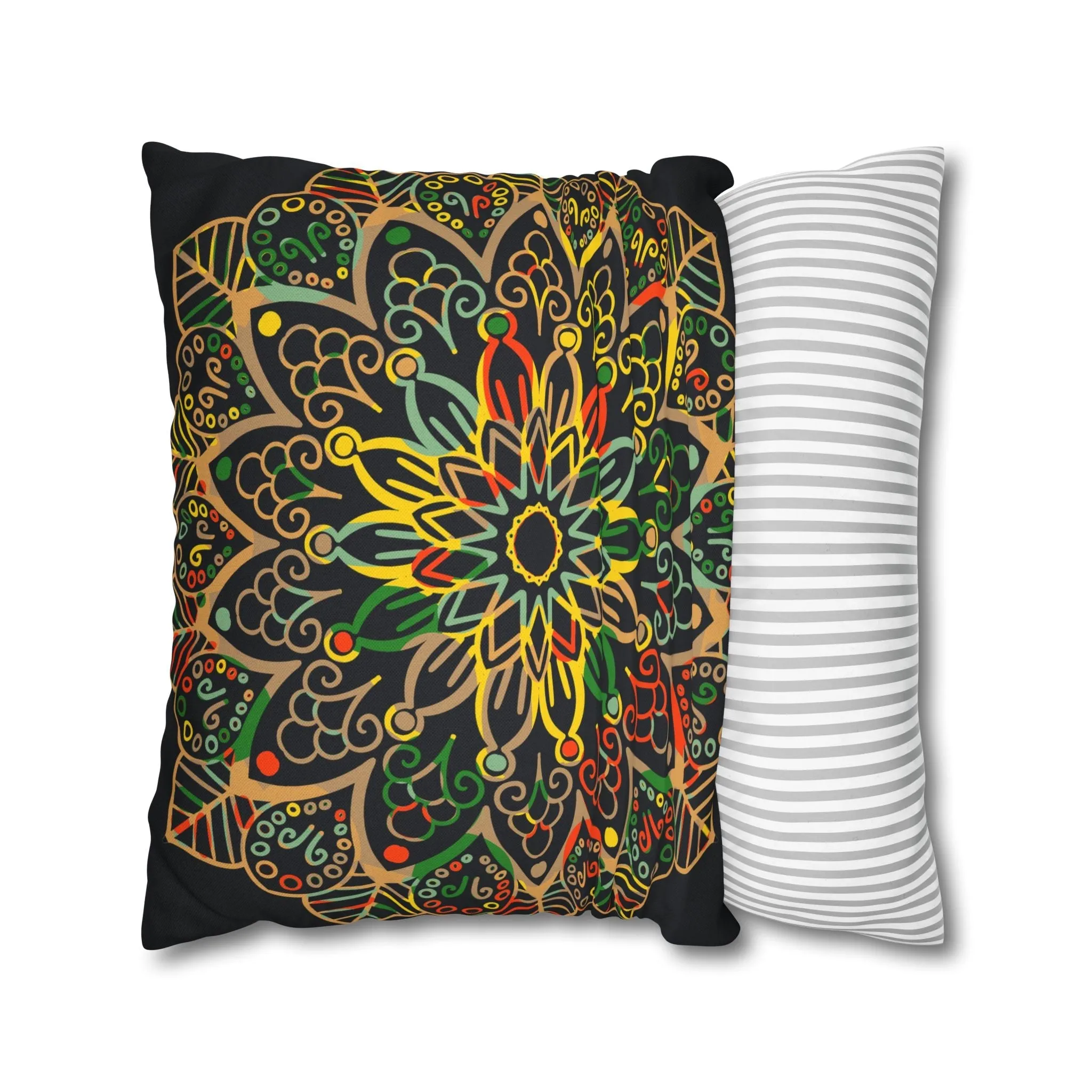 Handmade Mandala Art Pillowcase - Dark Charcoal Blue