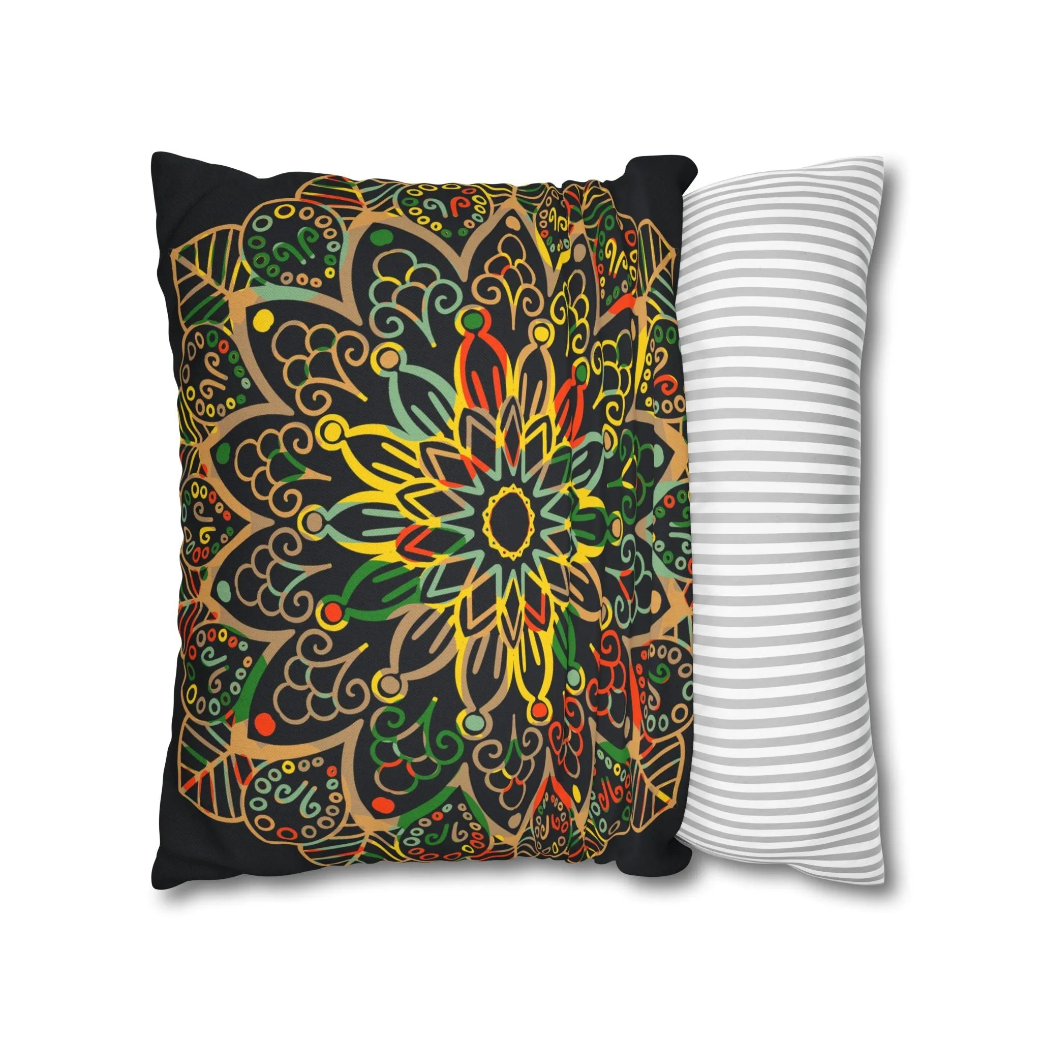 Handmade Mandala Art Pillowcase - Dark Charcoal Blue