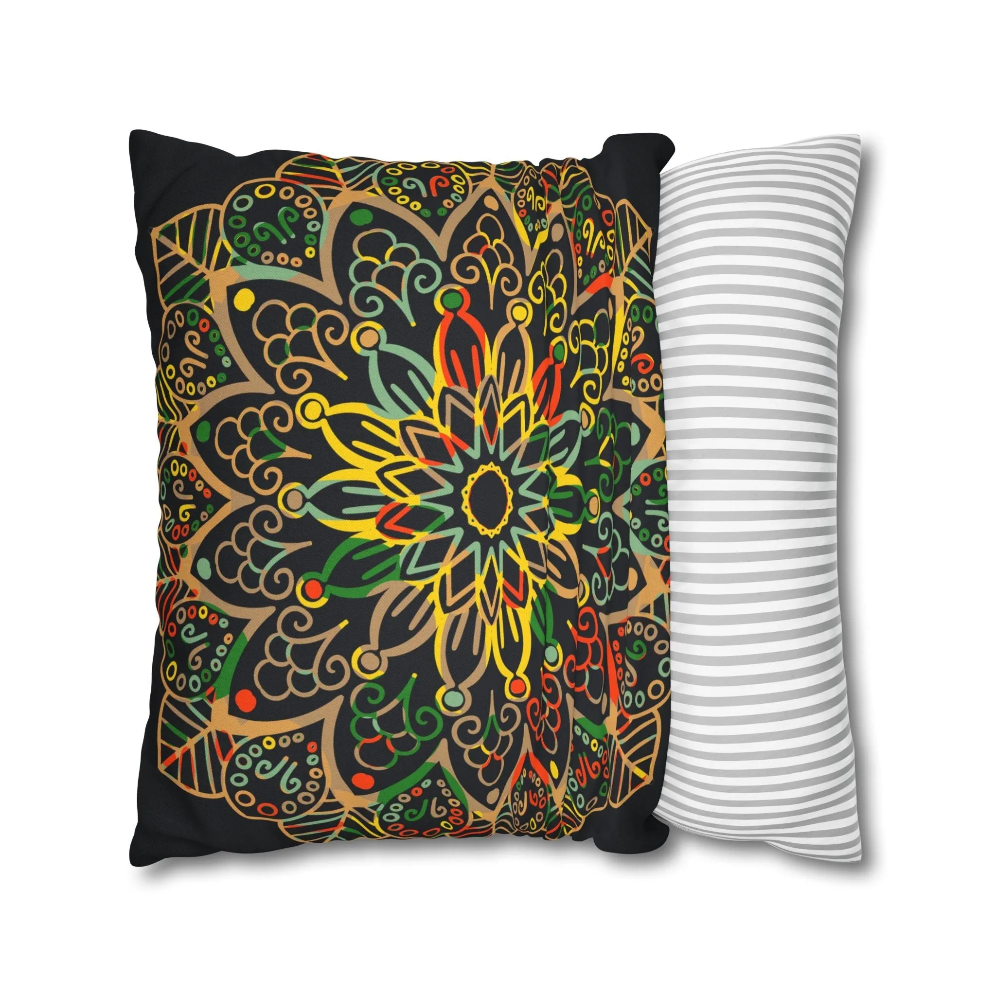 Handmade Mandala Art Pillowcase - Dark Charcoal Blue