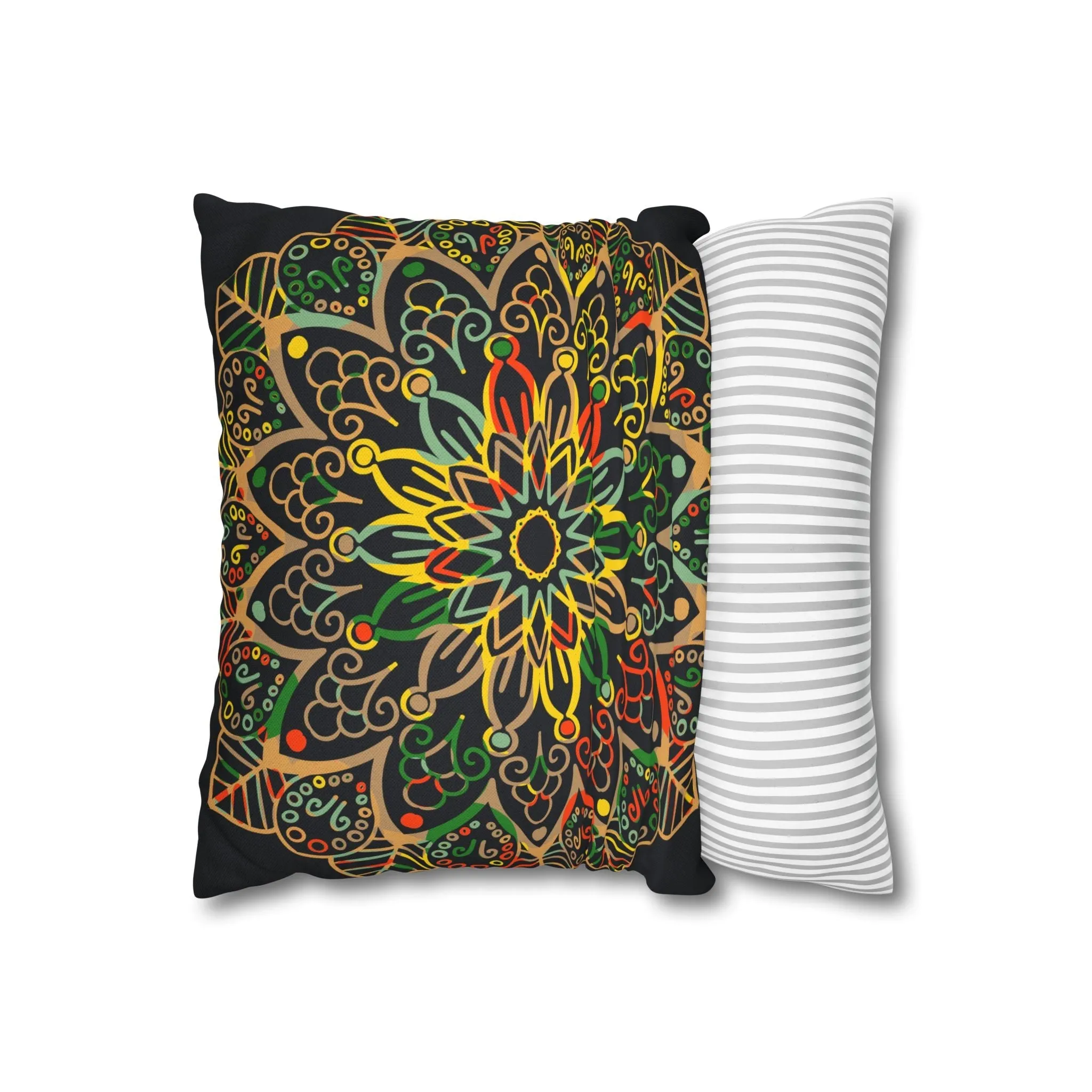 Handmade Mandala Art Pillowcase - Dark Charcoal Blue
