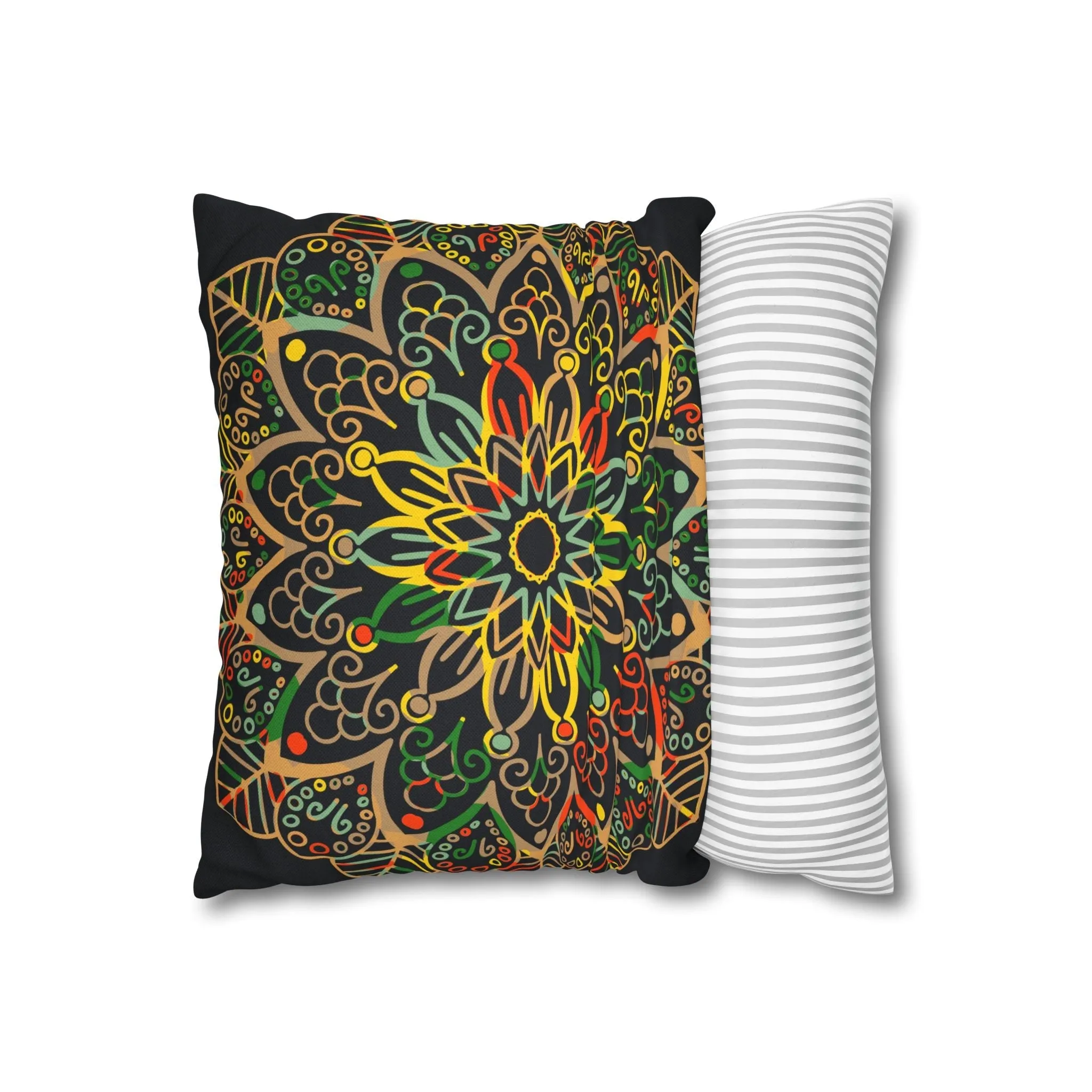 Handmade Mandala Art Pillowcase - Dark Charcoal Blue