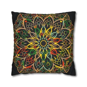 Handmade Mandala Art Pillowcase - Dark Charcoal Blue