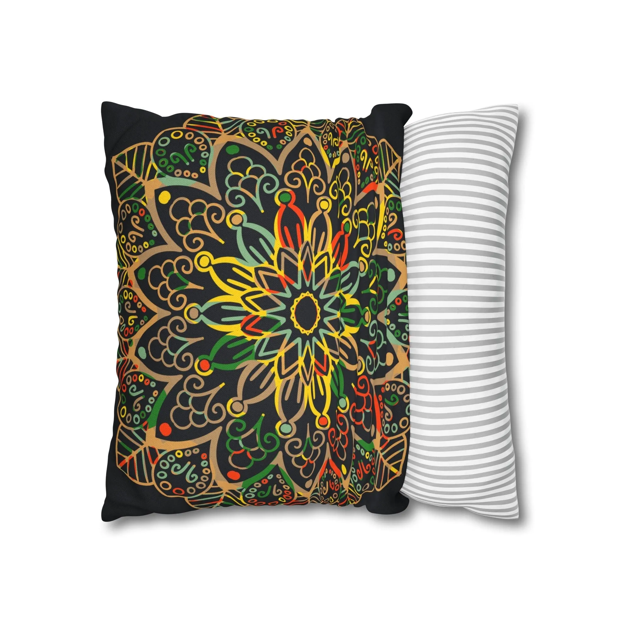 Handmade Mandala Art Pillowcase - Dark Charcoal Blue