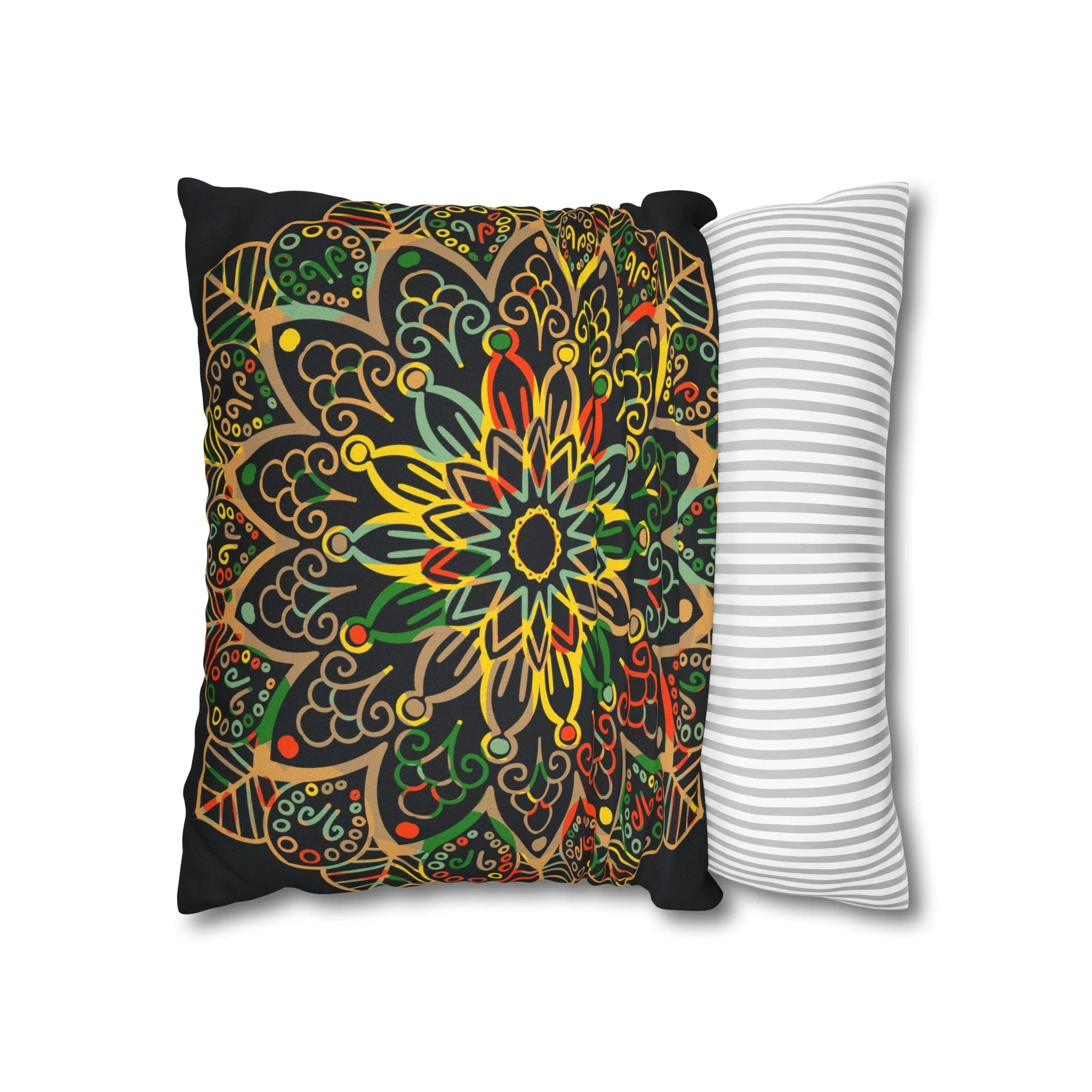 Handmade Mandala Art Pillowcase - Dark Charcoal Blue