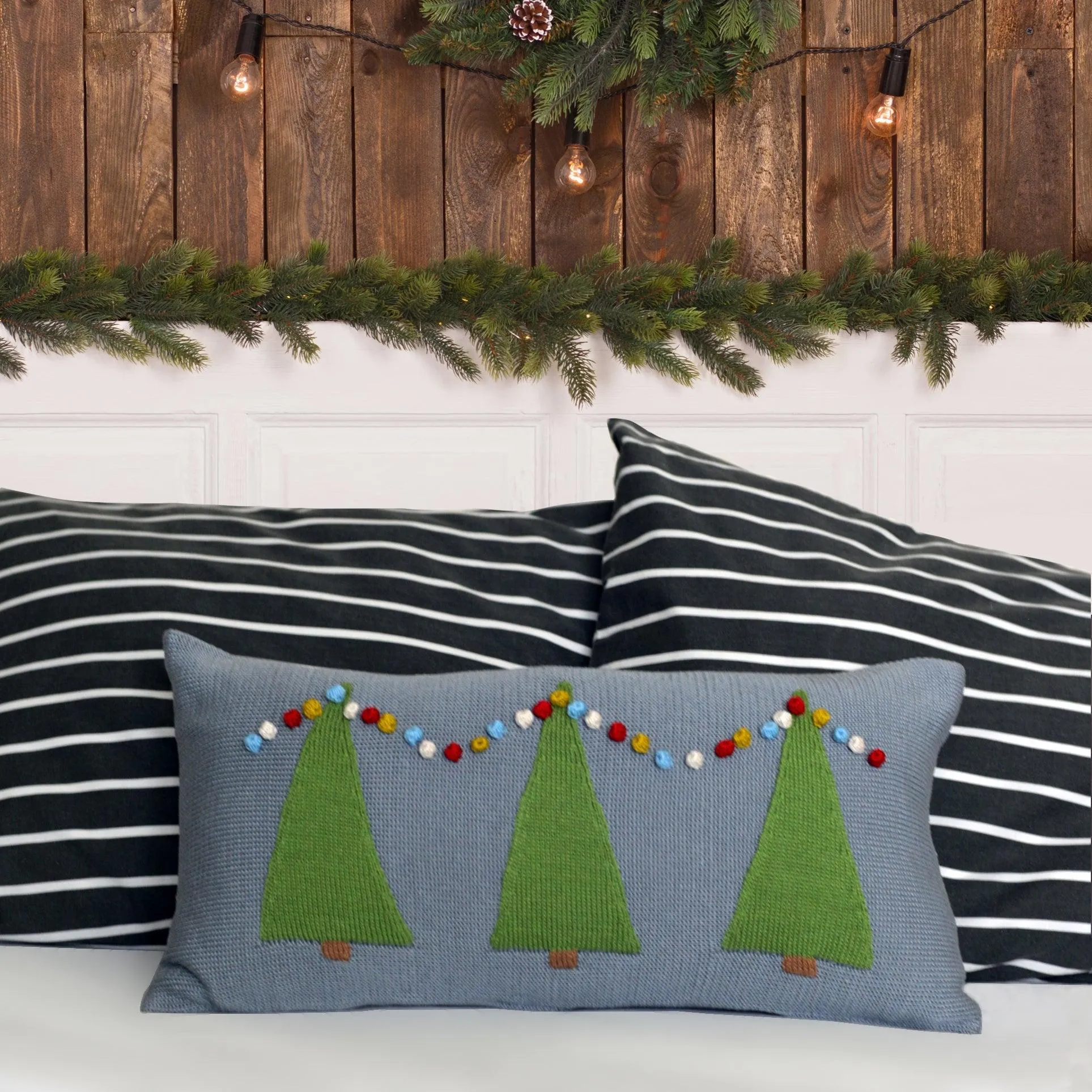 Handmade Three Tree Lumbar Christmas Pillow, Fair Trade, Armenia