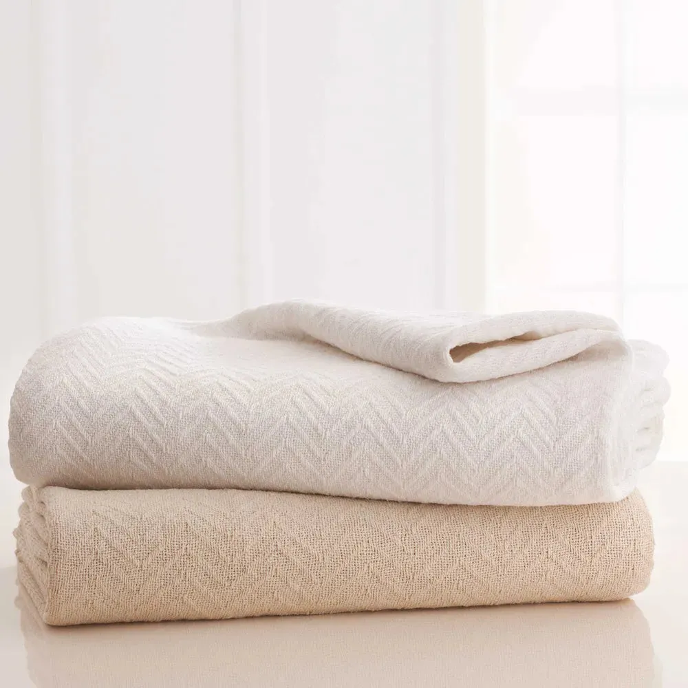 Herringbone & Honeycomb Weave Cotton Thermal Blanket 2 PK