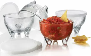 Libbey Salsa Set 4 Glass Bowls 10.8 oz 4 plastic lids