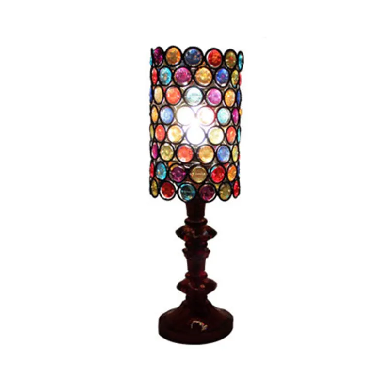 Metal Night Table Lamp - Stylish Black Column Design for Living Room Décor