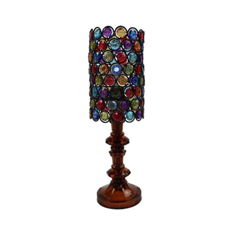 Metal Night Table Lamp - Stylish Black Column Design for Living Room Décor