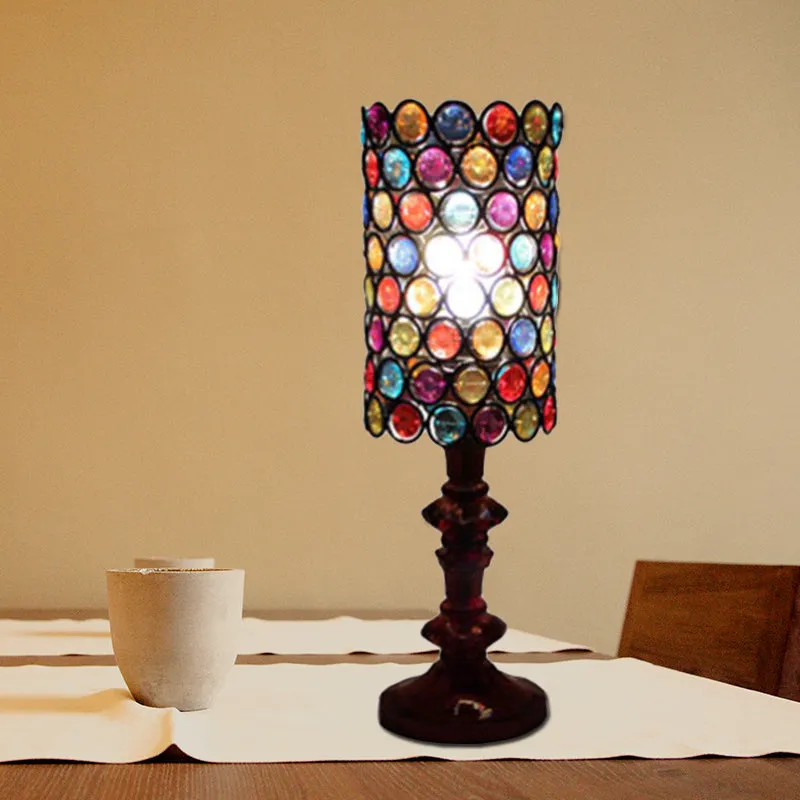 Metal Night Table Lamp - Stylish Black Column Design for Living Room Décor