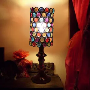Metal Night Table Lamp - Stylish Black Column Design for Living Room Décor