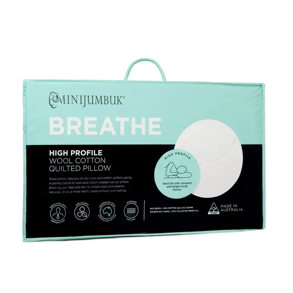 MiniJumbuk Breathe Wool Cotton Quilted Pillow HIGH Profile