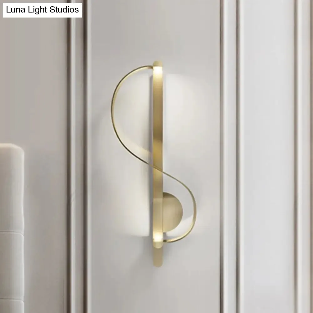 Modern Gold S-Shape LED Metal Wall Sconce for Corner Mounting