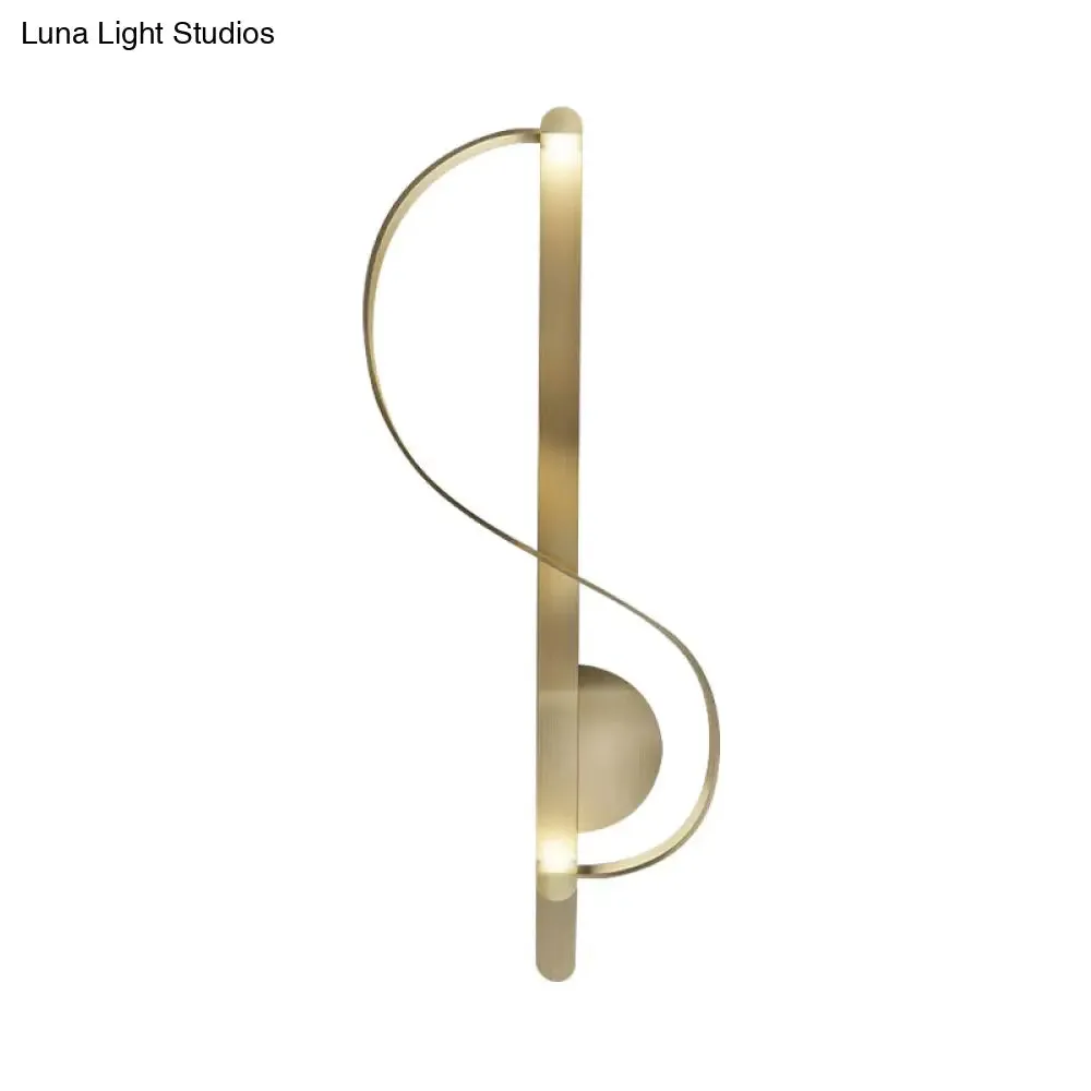 Modern Gold S-Shape LED Metal Wall Sconce for Corner Mounting
