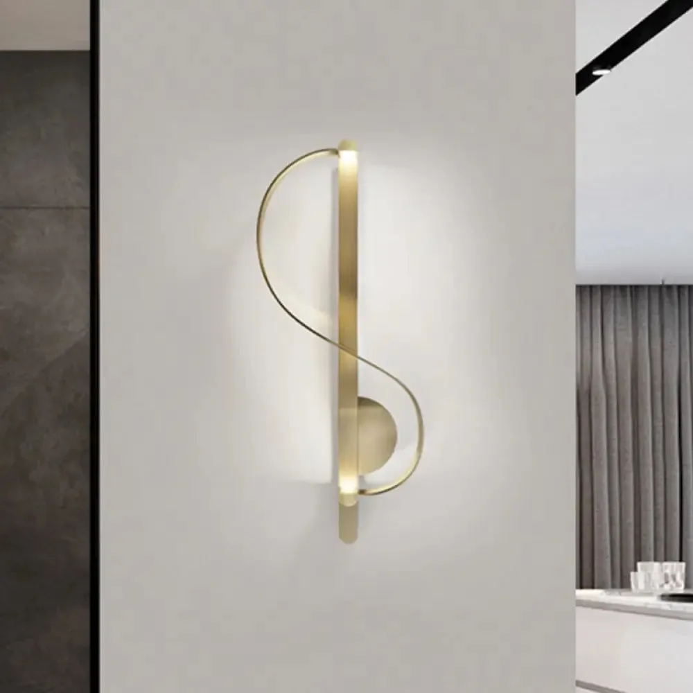 Modern Gold S-Shape LED Metal Wall Sconce for Corner Mounting