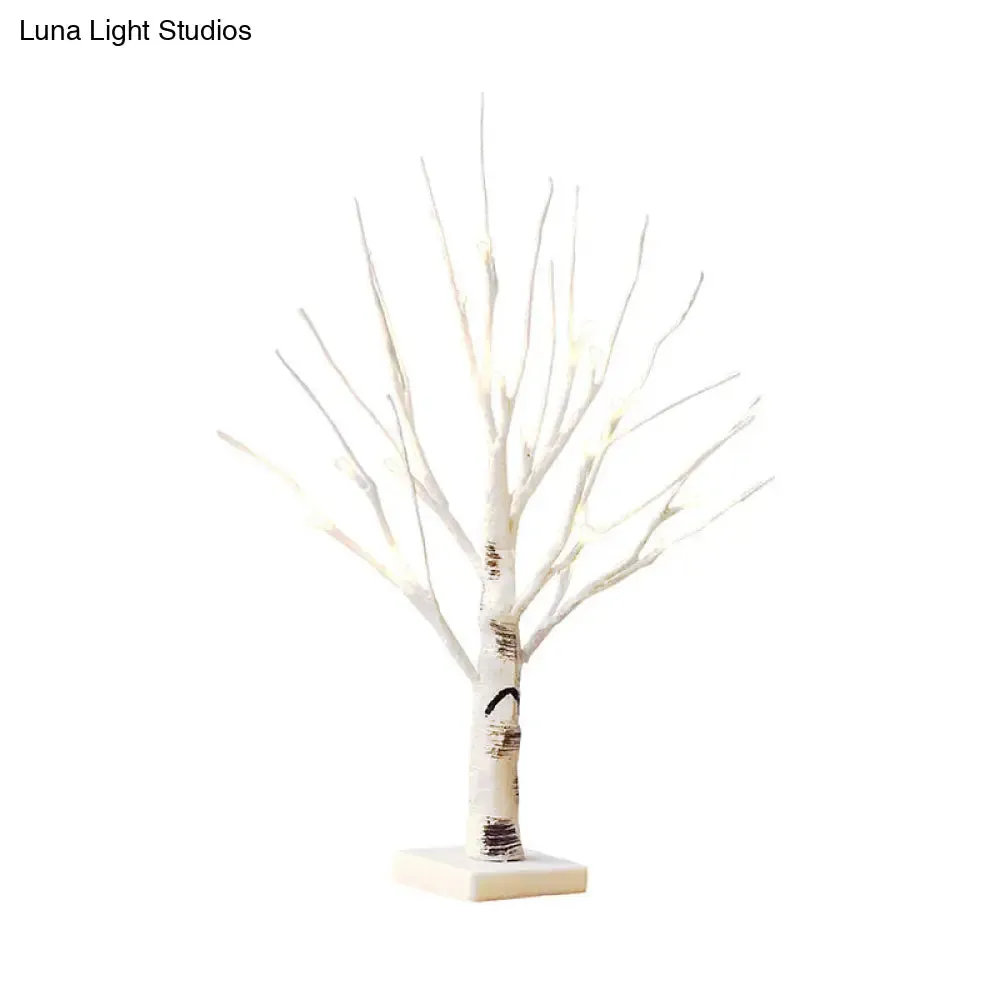Nashira - Plastic Birch Desk Lamp: Decorative LED White Night Table Lighting